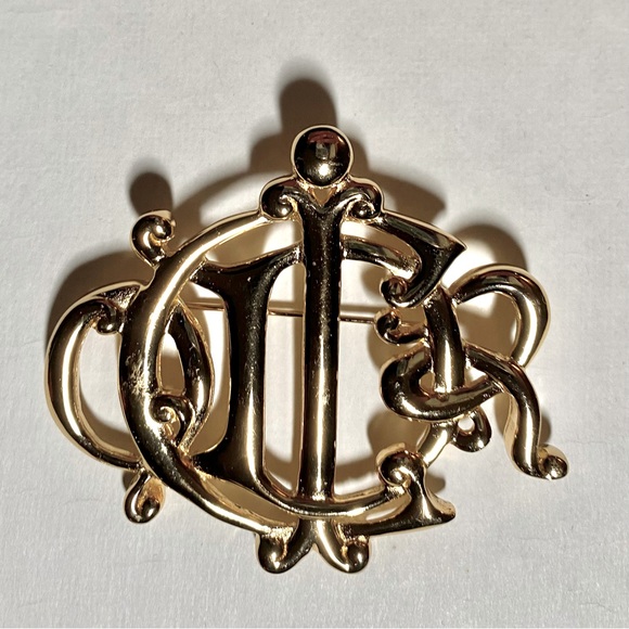 COPY - Vintage 1950’s CHRISTIAN DIOR Gold Plated Monogram LOGO Brooch. Germany.… - Picture 1 of 7